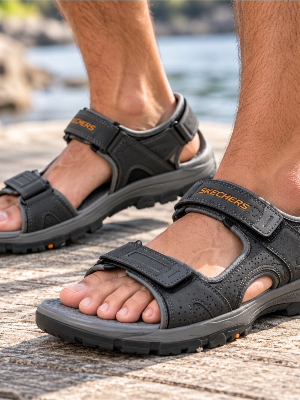 Skechers Sandals Tresman Garo Relaxed Fit Luxe Foam Comfort Mens Size 12 Gray